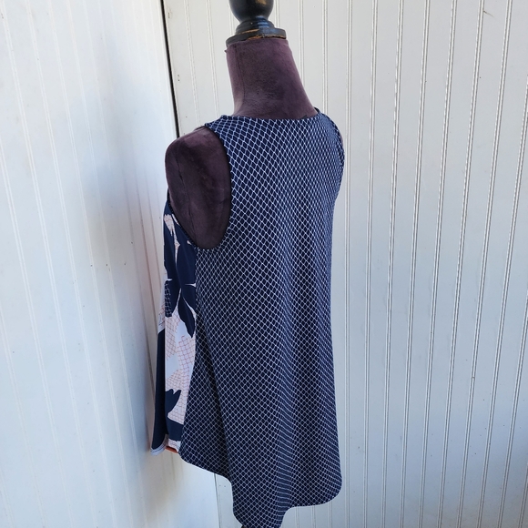 $69 Alfani Multi Navy Fishnet Womens Print Sleeveless Top Stretch S Small - Picture 8 of 11